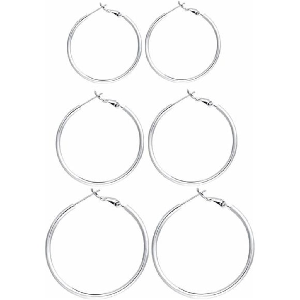 3 Pairs Sterling Silver Hoop Earrings Big Hoop Earrings For Women 45$
